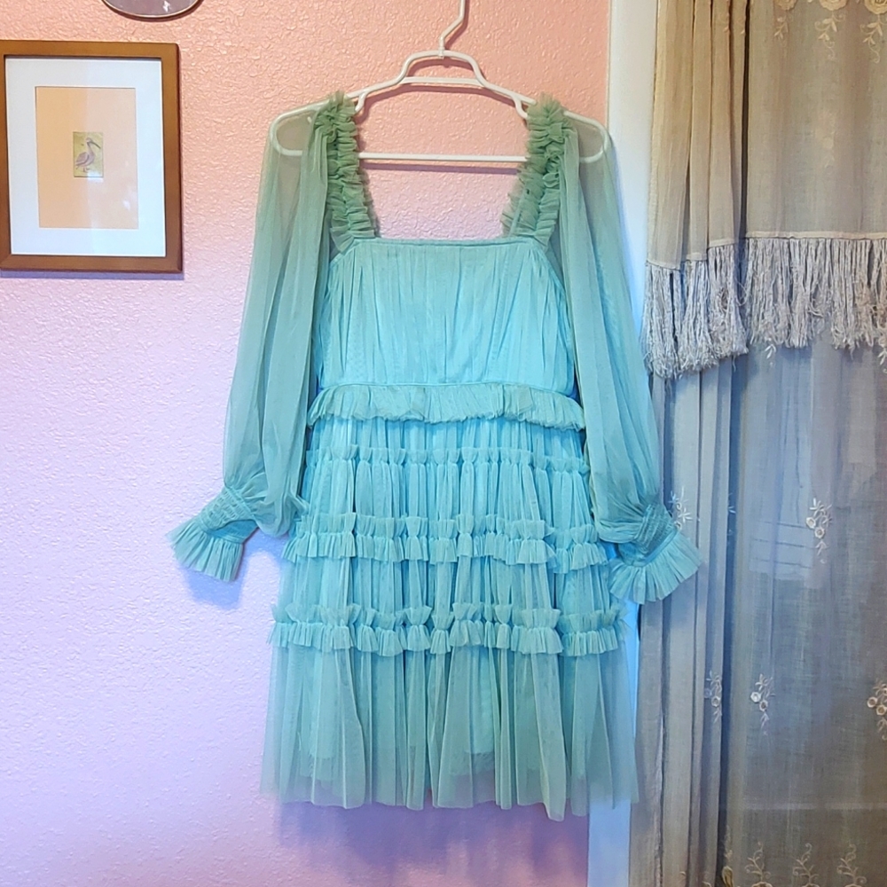 Lace and Beads Tulle Dress Puffy Sheer Cupcake